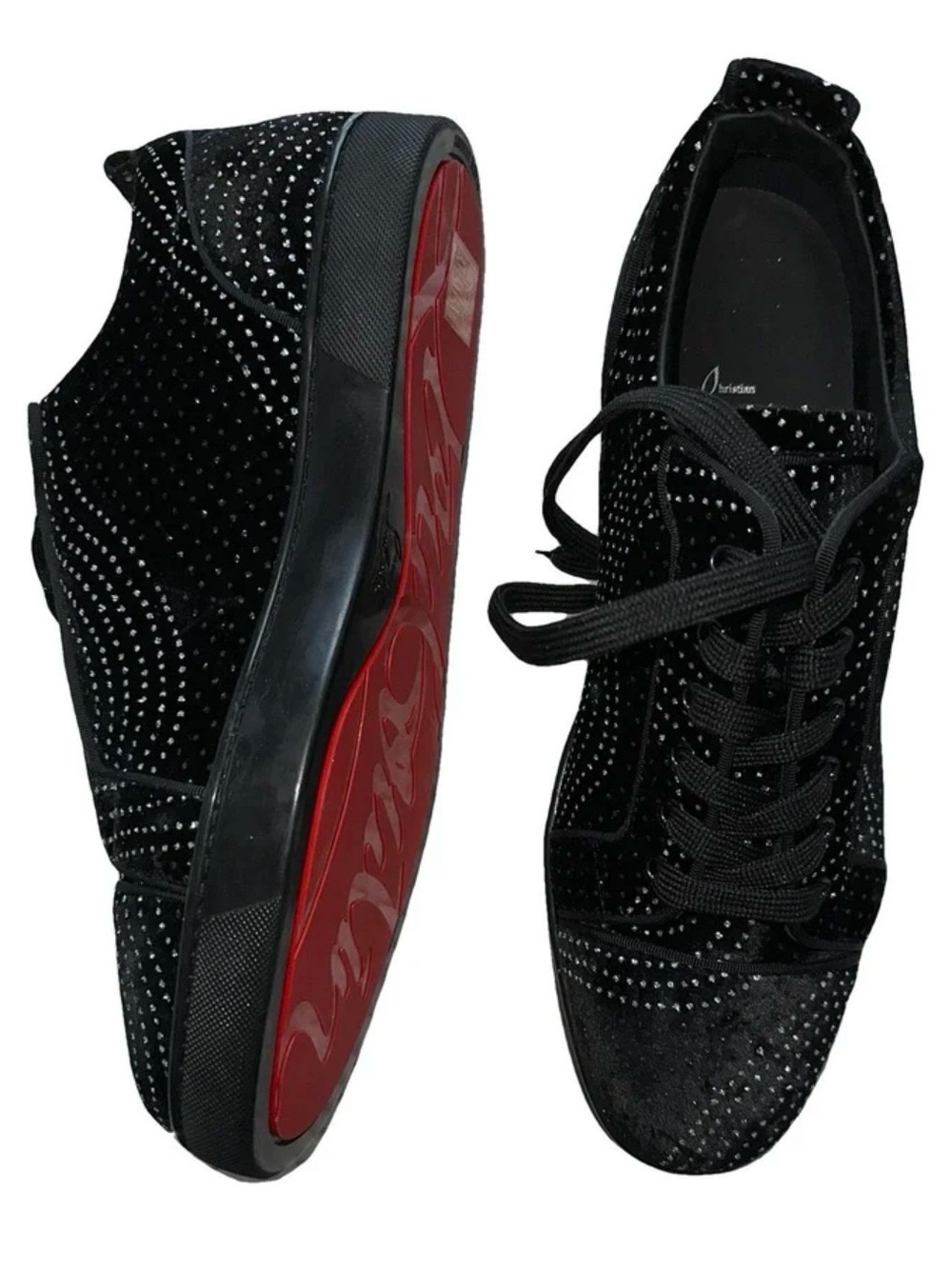 Christian Louboutin Velvet Crystal-Studded Men's Low-Top Sneakers